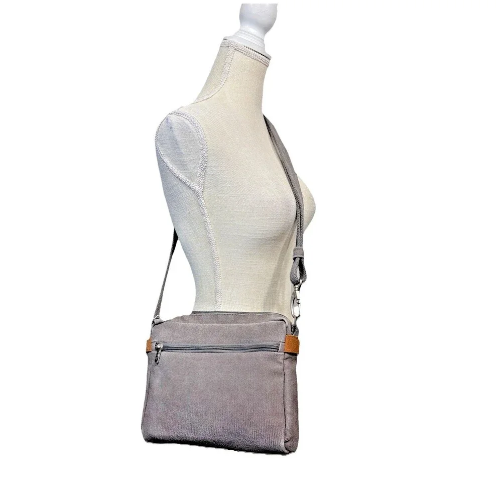 Travelon Anti-Theft Heritage Small Pewter Gray Crossbody Bag Secure Travel